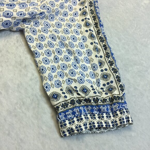 Like new! Caffe Marrakesh Blouse Top 3X Blue Sequins Square Neck Peasant Rayon - Picture 11 of 16